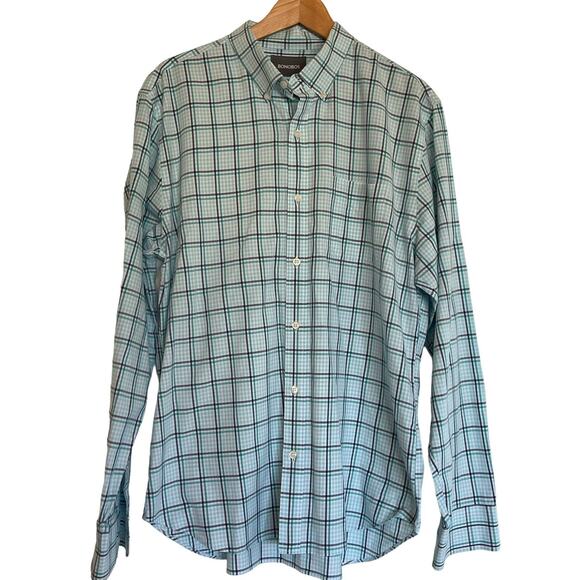 BONOBOS Long Sleeve Button Down Shirt Mens XL Long Slim Fit 100% Cotton Plaid - Picture 1 of 4